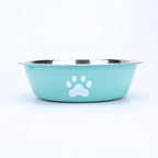 New Stainless Steel Dog Basin Paw Print Pet Supplies Cat Bowl Dog Bowl Silicone Anti-Slip Design Pet Drinking Water Feeding Bowl