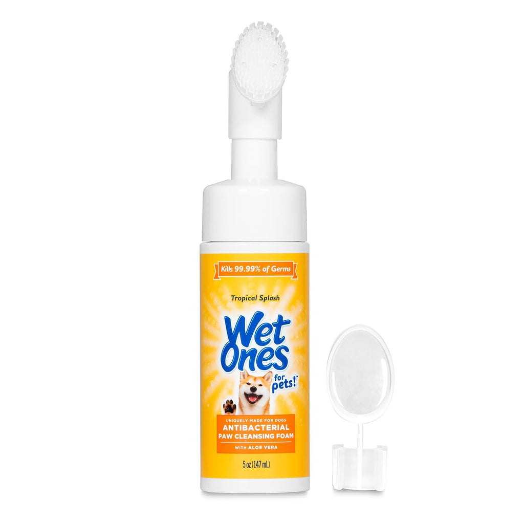 Antibacterial Foaming Paw Cleaner with Built-In Scrubber Brush – Tropical Scent, 5 oz