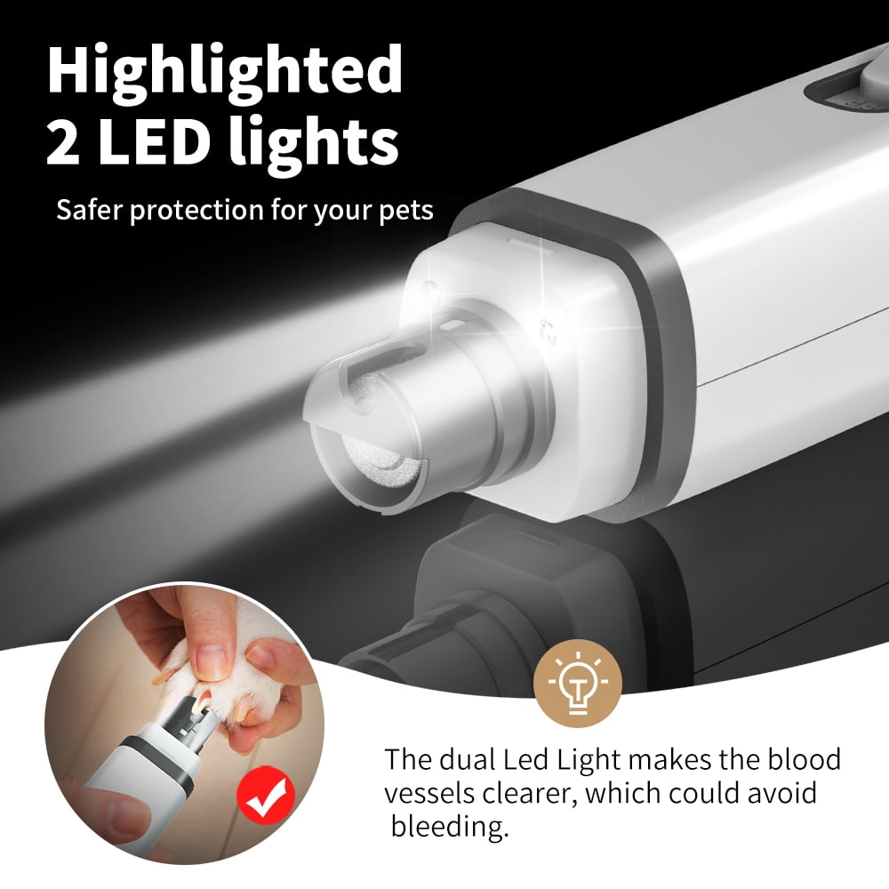 Rechargeable LED Pet Nail Grinder – 2-Speed Trimmer for Dogs & Cats