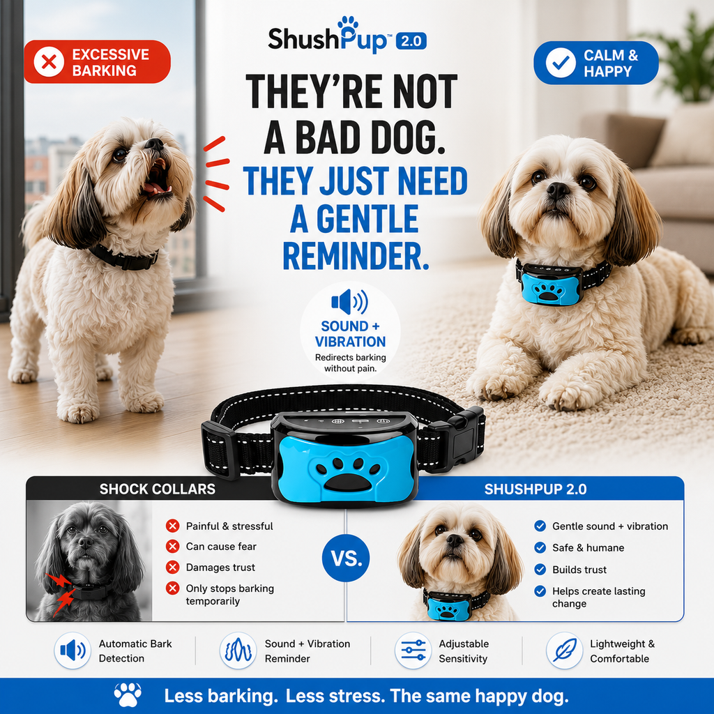 ShushPup 2.0 – Smart Waterproof 3-Mode Anti-Bark Collar